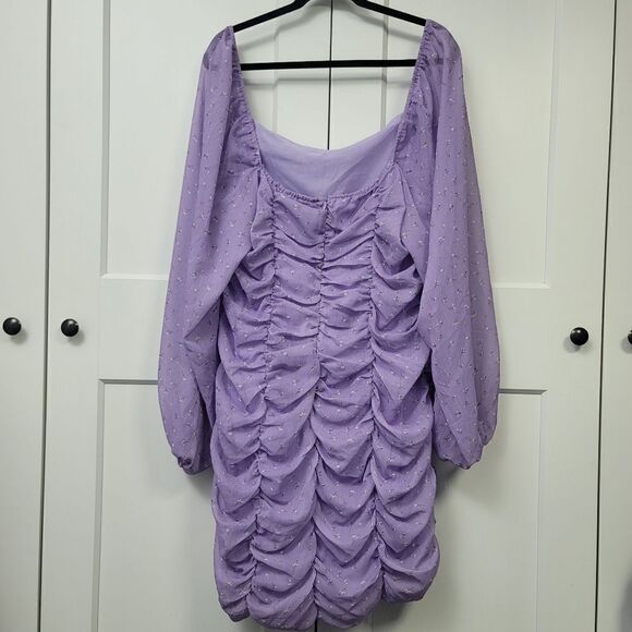 Boohoo long sleeve ruched front chiffon mini dress, size 18 - Picture 12 of 13